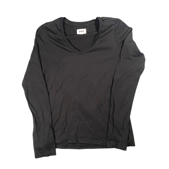 Pact Tops - Pact Organic Cotton Long Sleeve V-Neck Tee Black S Eco Friendly Cotton Top layer
